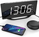 Mesqool Loud Vibrating Alarm Clock for Heavy Sleepers/Kids, Digital Loud Alarm Clock with Bed Shaker, 8.7" LED Display Battery Backup Alarm Clocks Bedside, 7 Levels Volume & Brightness, 12/24H DST