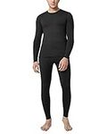 LAPASA Men's Lightweight Thermal Underwear Set, Fleece Lined Long Sleeve Long Johns Top and Bottom, Soft Warm Base Layer Set M11, Black, M