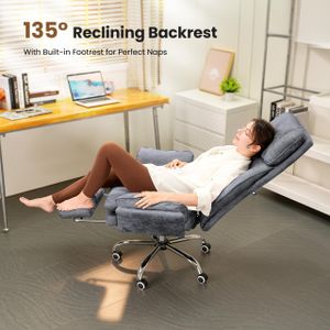 HOMRELEXA Big & Tall Office Chair – Flip Armrests, Wide Teddy Fleece Seat, Reclining with Footrest