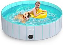 lunaoo Splash Pool, Portable Round Dog Pool, Light Gray, Crafted with High-grade Industrial Strength PVC, Slip Resistant, Available in 3 Sizes