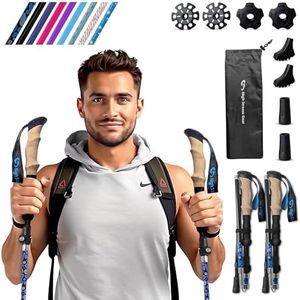 Walking Sticks for Men & Women - 14.5�” Foldable Hiking Poles for Backpacking, Exercising and Traveling, Set of 2 Nordic Collapsible Trekking Poles (Blue Pebbles, 100-120cm)