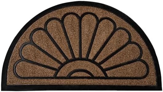 ubdyo Heavy Duty Door Mat - Non-Slip Rubber Door Mats - Outdoor Mats for Front Door - Low Profile Doormats Outside - Door Mats Outdoor - Half Round Doormat for Back door (30" x 17", Brown)