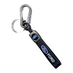 MAPLE Premium Leather & Metal Keychain And Keyring Compatible With Car Bike Royal Enfield Tata Toyota Suzuki Hyundai Honda Tvs Mahindra Kia Audi Bmw Nissan (Fordblack)