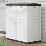 DWVO 66 Gallon Double-Bin Outdoor Trash Can, Waterproof Resin Garbage Can with Tiered Lid and Drip Tray for Patio, Kitchen, Deck, and Backyard