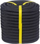 Double Braided Arborist Rope -1/2 Inch x 100 Feet Polyester Rope- High Strength Climbing Rope for Adults & Kids Tree Work, Swing, Halyard, Sailing(Black)