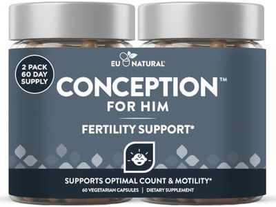 Conception For Him – Fertility Supplements for Men, Male Fertility Support & Prenatal – Optimal Sperm Count, Motility Strength – Ashwagandha, Folate Folic Acid, Magnesium, Zinc – 120 Veg Soft Capsules