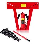 VOLTZ tools 12 Ton Heavy Duty Hydraulic Tube Bender 180 Degree Tubing Metal Steel Iron Exhaust Pipe Bending upto 2" W/ 6 Dies (RED)