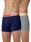 XYXX Men Micro Modal Trunk, Relaxed Fit, Solid, Pack of 2, XYTRNK2PCKN773M, Navy Blue+Ash Grey, M