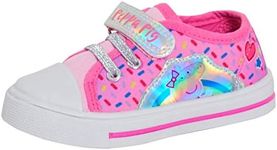 Peppa Pig Canvas Pumps for Girls Trainers Easy Fasten PlimsollsToddlers Shoes, Pink Rainbow, 5 UK Child