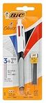 BIC 4 Colours Pen and Pencil Combo, 3 Ballpoint Pens Medium 1.0mm Blue, Black, Red, 1 Mechanical Pencil, 12 Leads Medium 0.7mm, 1 Per Pack, 1 Pack