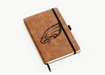 Rico Industries NFL Philadelphia Eagles Brown Laser Engraved Small Notepad Jounral/Notepad 8.25" x 5.25"- Office Accessory