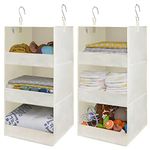 GRANNY SAYS Hanging Closet Organizers 3 Shelf, Pack of 2 Wardrobe Hanging Closet Organizers and Storage for Clothes, Hanging Storage Shelves Organizer for Campervan, Hanging Storage Organizer, Beige