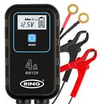 Ring Automotive RSC904-4A Smart Car Battery Charger, 6V & 12V Battery Maintainer - 9 Stage Charger for AGM, Leisure, Lithium, Car, Motorbike and Caravan Batteries, BLACK