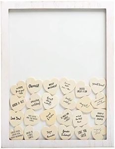 Kate & Milo Wedding Guestbook Token Frame, Includes 50 Heart Tokens, Perfect for Wedding Reception or Bridal Shower, Distressed White