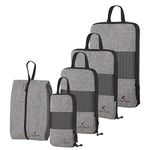 5 Set Compression Packing Cubes Travel Luggage-Organizer Set Packs More in Less Space