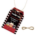 50pcs Movie Thank You Tags, Cinema Gift Tag with String for Hollywood Party, Theater Thank You Paper Tags for Movie Night Birthday Themed Party Favors