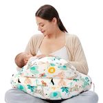 momcozy Nursing Pillow With Breastfeeding - Ergonomic Support & Original Security Fence to Baby' Safety - Making Breastfeeding Easy and Comfort for Mom & Baby, Colorful Animals