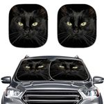 Clearaim Black Cat Windshield Sun Shade Folding Car SUV Van Front Window Heat Reflector Block Washable Sun Shield Visor & Keep Car Cool,Pack of 2