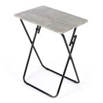 LIVIVO Folding Tray Side Table For Snack Laptop Camping Outdoor Indoor Kitchen Living Room Space Saving Fold Up End Table Sturdy Metal Frame & Wood Top No Assembly Required (Concrete Effect)