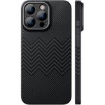 memumi Aramid Fiber for iPhone 16 Pro Max Case Wavy Texture, Sturdy Durable 1500D Aramid Fiber 0.5 mm Slim Fit for iPhone 16 Pro Max Carbon Fiber Thin Case, Dream Series Wavy Black