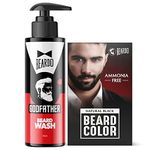 Beardo Natural Black Beard Color for Men 60ml With Godfather Beard Wash 100ml (Pack of 2) | Purifying & Hydrating Beard and Skin Cleaner with Avocado Oil, Argan Oil | Easy to apply, No Stain Beard Hair Colour for men | Skin Friendly Hair dye