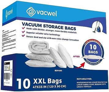 Vacwel 10-Pack XXL - Jumbo Vacuum Storage Bags - Space Vacuum Storage Bags for Clothing Storage - Vacuum Space Bags for Comforters, Blankets and Clothes - Vacuum Sealer Bags - 10x XXL Bags (47x35in)