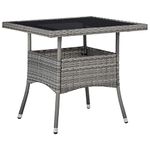 vidaXL Outdoor Dining Table - Grey Poly Rattan Construction with Tempered Glass Top - Ideal for Patio, Garden, Backyard Dining