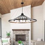 ZCHAOZ 43" Large Black Wagon Wheel Chandelier Farmhouse Chandelier with Sputnik Chandeliers 12 Lights Candle Pendant Light Fixtures Round Chandeliers for Dining Room Living Room Entryway Foyer kitchen