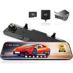 BeQuest: Quest For More View Mirror Camera:Mirror Dash Cam Front and Rear 4K+2.5K for Car with 12" Full Touch Screen, Waterproof Backup WDR Camera, Night Vision, G-Sensor,Parking