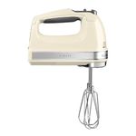 KitchenAid 5KHM9212BAC 9-Speed Hand Mixer, Powerful DC Motor, with 5 Stainless Steel Accessories (Beaters, Whisk, Dough Hooks, Mixing Rod) & Storage Bag, Almond Cream