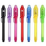 DxJ Invisible Ink Pen Spy Pen Invisible Disappearing Ink Pen with UV Light Magic Spy Marker Kid Pens for Secret Message and Birthday Party/Easter/Halloween/Christmas Party Bag Gift(Random 7 Colors)