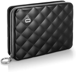 ÖGON -DESIGNS- Portefeuille en Aluminium matelassé pour Femmes - Format Passeport - Lady Case Large - Capacité de 15 Cartes, Passeport, pièces et Billets (Noir)