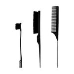 Lmyzcbzl Hair Styling Comb Set, 3 Pieces Hair Brush, Teasing Comb, Double Sided Hair Edge Brush, Rat Tail Comb, Plastic Bristle Hair Brush, for Hair Slicking