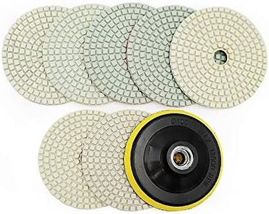 BGTEC 4" Wet Diamond Polishing Pads Set,7 Pieces Pads Plus Plastic Foam Hook and Loop Backing Pad for Marble Stone Quartz Tiles