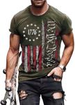 Mens Shirts Casual Short Sleeve Flag T Shirts Fashion Graphic Tee Top(Green,Small)