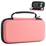 MoKo Carrying Case for Nintendo Switch OLED Model / Nintendo Switch, Hard Shell Portable Travel Carry Case w/10 Game Card Slots Compatible with Nintendo Switch Console & Accessories, Grapefruit Red