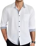 COOFANDY Men's Long Sleeve Button Down Dress Shirt Business Casual Wrinkle Free Stretch Shirt Athletic Fit Shirts White