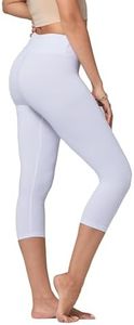 Conceited Premium Ultra Soft High Waist Leggings for Women - Capri Pure White - Large/X-Large/Plus Size