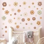 decalmile Boho Daisy Flower Wall Decals Retro Floral Polka Wall Stickers Baby Nursery Girls Room Bedroom Wall Decor