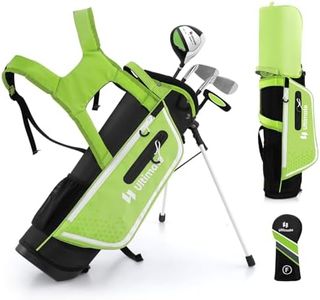 ULTIMATE Junior Complete Golf Club Set, 5-7 Years Old Kids Complete Golf Club Set w/ 205CC #3 Fairway Wood, #7#S Irons & Putter, Versatile Stand Bag, Kids Golf Stand Bag Set with Rain Hood