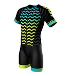 Sparx Mens Elite Aerosuit Triathlon Suit Mens Short Sleeve Tri Suit Skinsuit (Zigzag, Medium)