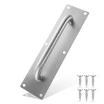 Sliding Door Handle,Fire Door Push Plate and Pull Handle,11.8x3.1inch Stainless Steel Pull Handle with Back Plate Gate Handle Toilet Door Pull Plate Push and Pull Door Handle Cupboard Handle