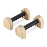 Navaris Wooden Parallettes - Wood Calisthenics Equipment for Gymnastics, Fitness, Home Gym - Push Up Handstand Handle Bar Stand Handles Set - Size M