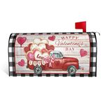 Valentines Day Mailbox Cover Magnetic Standard Size 18" X 21", Valentine's Love Heart Mailbox Wraps Post Letter Box Cover Garden Yard Outdoor Decorations