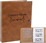 Currency Coin Album (150 Pockets Coin & 240 Pockets Banknote), Paper Money Collection Large Storage Book Supplies Holder Binder