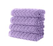 BAGNO MILANO Turkish Bath Towels, Soft Plush Jacquard Luxury Bath Towels, Quick Dry Towel Set (Lavender, 4 Pcs Hand Towel Set)