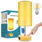 Wondlumi Touch Table Lamp, Small Bedside Lamps with USB A+C Charging Ports, 3 Way Dimmable Desk Light with Yellow Kraft Lampshade for Bedroom Living Room Office, E27 LED Bulb Included