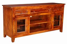 Furinno Wooden Tv Stand Table Home Entertainment Unit Cabinet with 3 Drawer and 3 Shelf Storage Furniture for Living Room (Honey Finish)