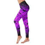 High Waisted Leggings for Women, Soft Elastic Opaque Halloween Bat Print Tummy Control Yoga Pants Leggings,Plus Size Workout Gym Yoga Stretchy Pants Festival Essentials Running Gym Tights Shapewear