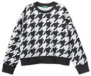 United Colors of Benetton Women's Jersey G/C M/L 3vhsd104o Sweatshirt, Pied De Poule Black and White 67e, S